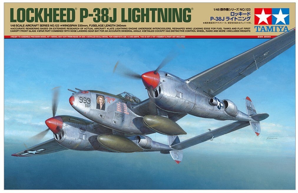 TAMIYA : REF : 61123 : 1:48 : AIRCRAFT SERIES KIT : US : LOCKHEED : P-38J LIGHTNING