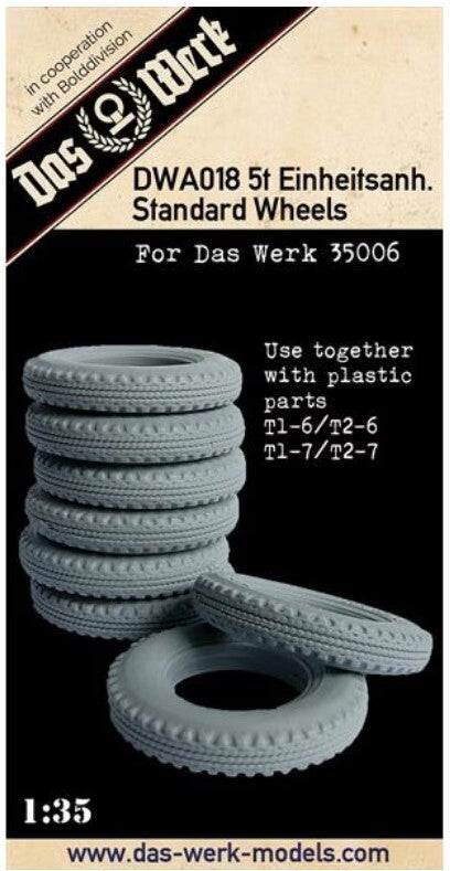 DAS WERK : REF : DWA018 : 1/35 : ACCESSORIES : Resin Wheel Set für 5t Einheitsanhänger