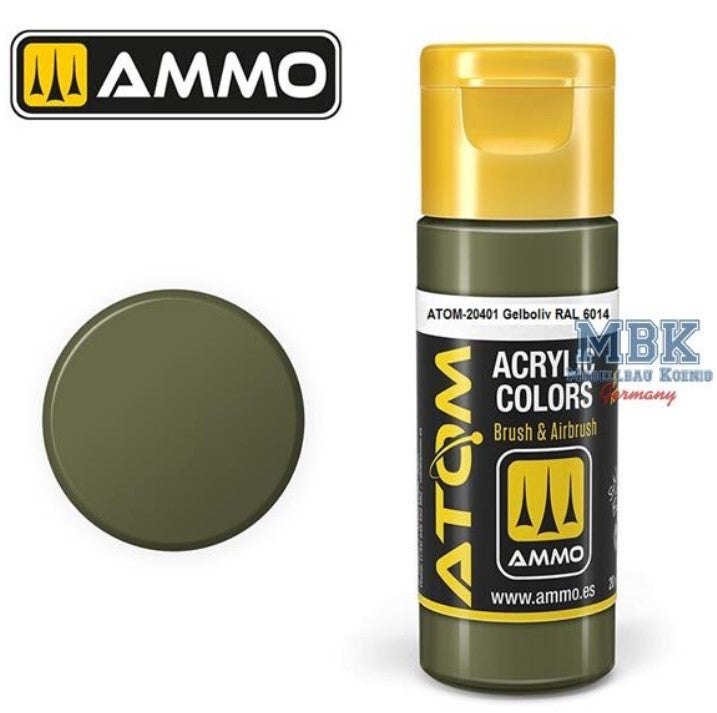 AMMO BY MIG J. : ATOM COLOR SERIE : REF : ATOM-20401 : Gelboliv RAL 6014 (JAR / POT) (20 ML)