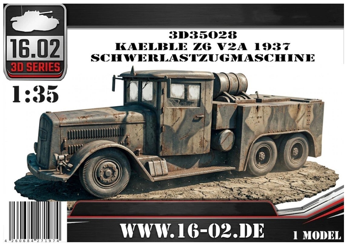 CUSTOM SCALE : 16.02 : REF : 3D35028 : 1/35 : 3D Printed Parts : German KAELBLE : Z6 V2A (Z6W2A ! ) (1937) Schwerlastzugmaschine (Tracteur Robuste)