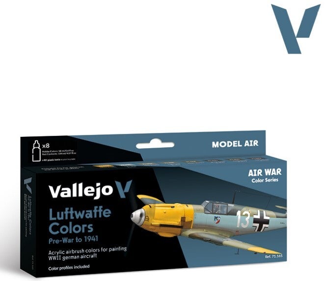 VALLEJO : REF : VAL71165 : MODEL AIR SERIE (AIRBRUSHING) : Luftwaffe Colors Pre-War to 1941 (8) (PACK Air War Serie)