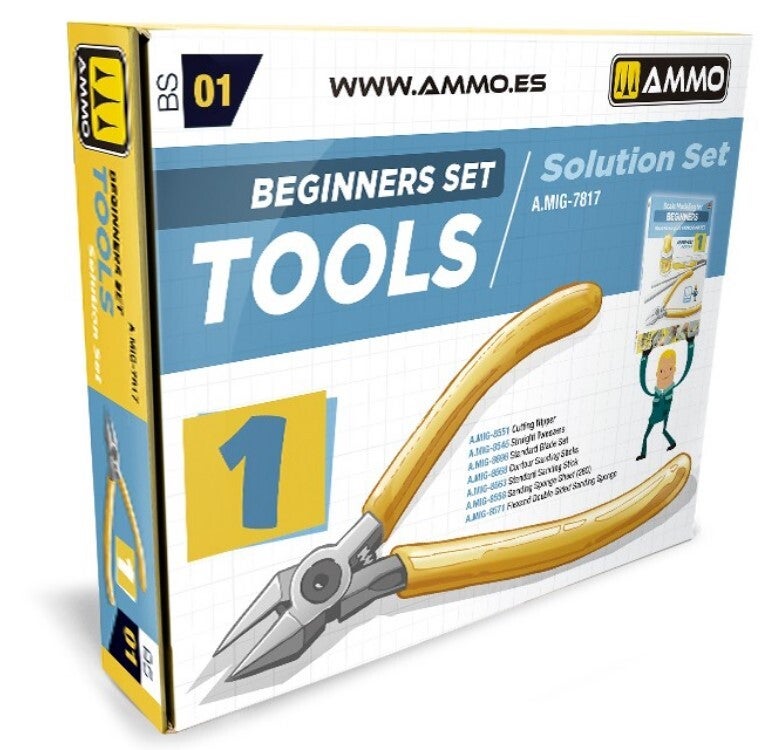 AMMO BY MIG J. : REF : A.MIG-7817 : TOOL SETS / SET D'OUTILS : Beginners Set Tools N 1  / Kit d'Outils pour Débutants N 1 (7 Tools)