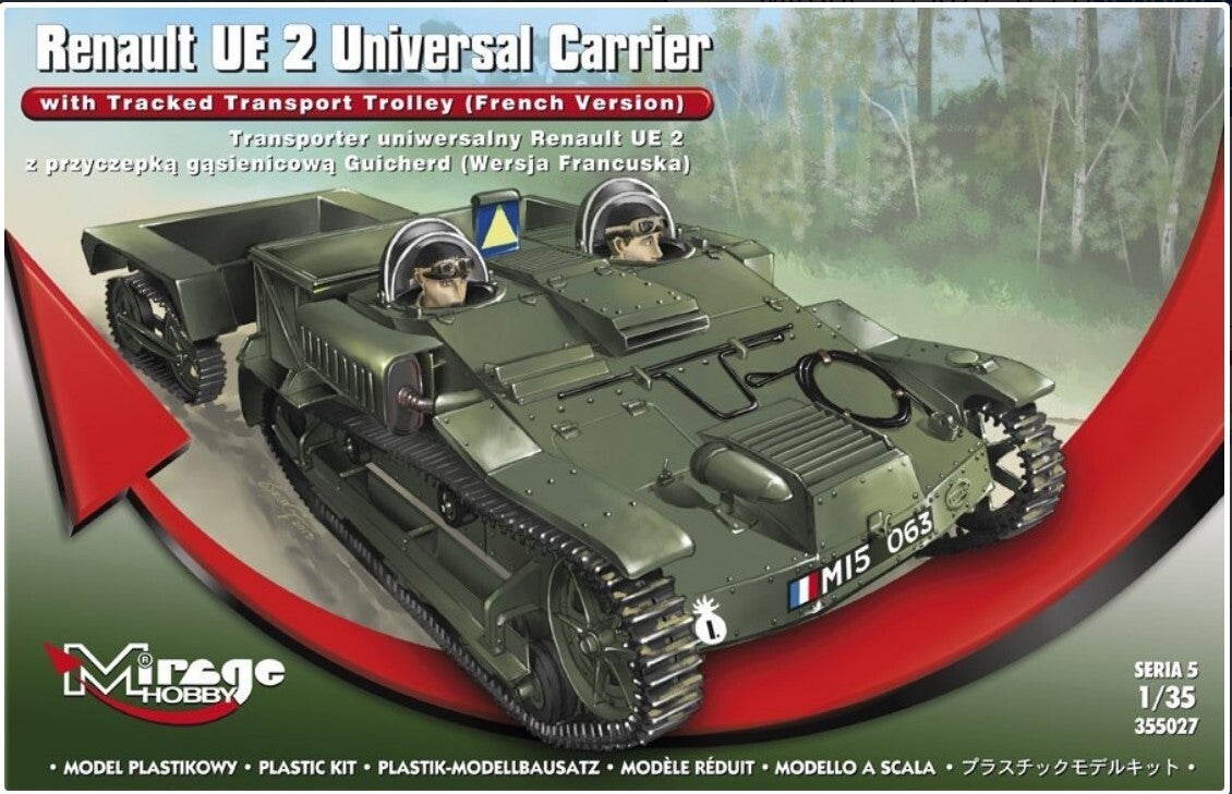 MIRAGE HOBBY : REF : 355027 : 1:35 : FRANCE : RENAULT : UE 2 Universal Carrier Carrier with Tracked Transport Trolley (French Version) (Serie 5)