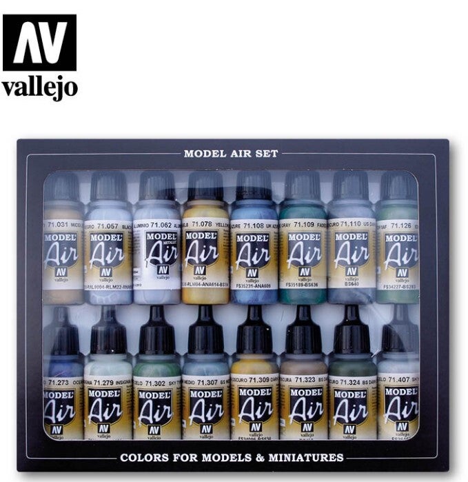 VALLEJO : REF : VAL71189 : MODEL AIR COLOR SERIE (AIRBRUSHING) : WWII British RAF & FAA : (16) (BOX SET / COFFRET)