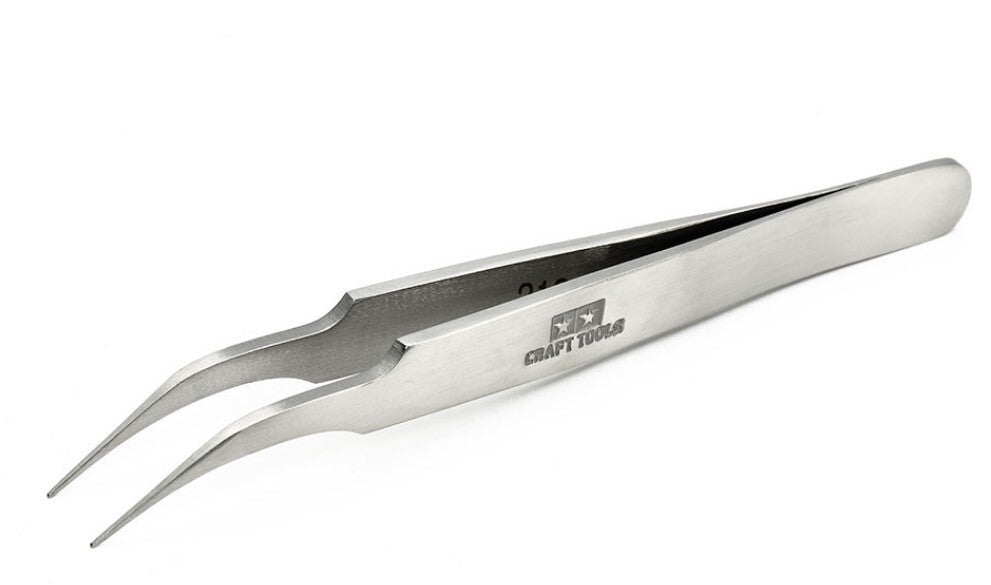 TAMIYA : REF : 74047 : TOOL / OUTILLAGE : HG Angled Tweezers / Pinces HG à Epiler Courbée