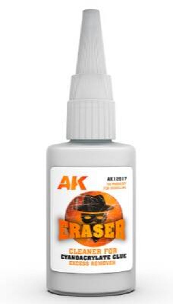 AK INTERACTIVE : REF : AK12017 : GLUE / COLLE ACCESSORY : ERASER – CLEANER FOR CYANOCRYLATE (GLUE EXCESS REMOVER) (20gr)
