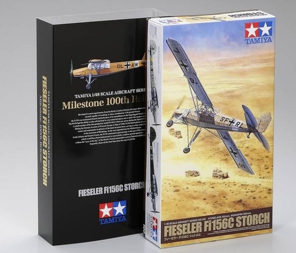 TAMIYA : REF : 61100 : 1:48 : AIRCRAFT SERIES KIT : German FIESELER : FI156C STORCH (Milestone 100th Release" Package).