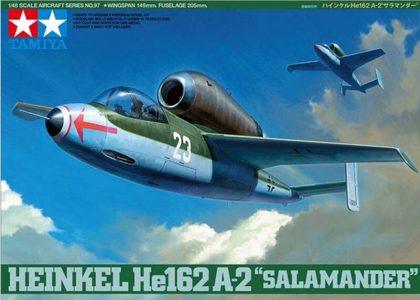 TAMIYA : REF : 61097 : 1:48 : AIRCRAFT SERIES KIT : German HEINKEL : HE162 A-2 "SALAMANDER"