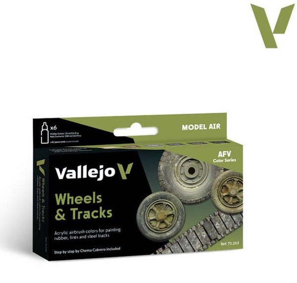 VALLEJO : REF : 71213 : MODEL AIR SERIE (AIRBRUSHING) : Wheels & Tracks (6) (AFV Colors Serie)