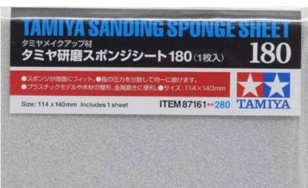 TAMIYA : REF : 87161 : TOOL / OUTILLAGE : Sanding Sponge Sheet P180 / Feuille d'Eponge Abrasive P180