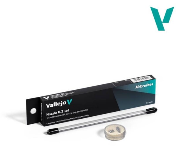 VALLEJO : REF : 90012 : AIRBRUSH ACCESSORY : Complete Needle + Nozzle / Needle Cap SET 0.3 (FOR VAL REF : 90001, 90002 & 90003)