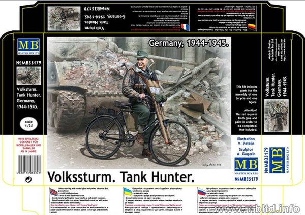 MASTER BOX LTD : REF : MB35179 : 1:35 : German Volkssturm  ("Bataillon du peuple") with Bike (Tank Hunter), Germany '44-45