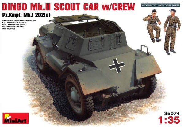 MINIART : REF : MINIART35074 : 1:35 : DINGO Mk.II SCOUT CAR w/CREW Pz.Kmpf. Mk.I 202(e)