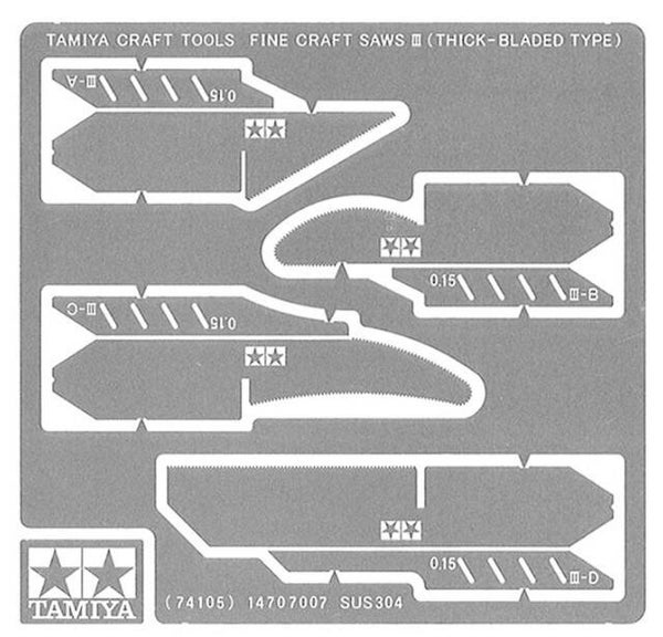 TAMIYA : REF : 74105 : TOOL / OUTILLAGE : Fine Craft Saws III (Thick (Fine) -Bladed Type)