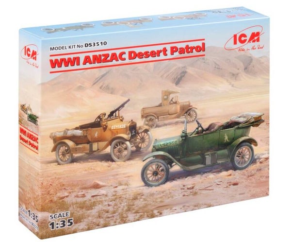 ICM : REF : DS 3510 : 1:35 : VEHICLE SET : I ANZAC CORPS : ANZAC Desert Patrol (Model T LCP, Utility, Touring) (WWI ERA) (3)