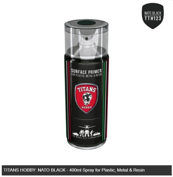 AMMO BY MIG J. : REF : TTH123 : PRIMER / APPRET (SPRAY) : TITANS HOBBY NATO BLACK MATT (Noir OTAN Mat) (400 ml)