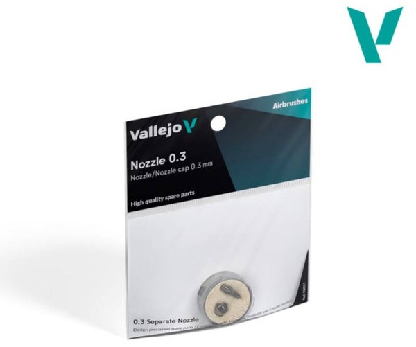 VALLEJO : REF : 90017 : AIRBRUSH ACCESSORY : Replacement Nozzle / Nozzle Cap 0.3 / Embout / Bouchon d'Embout de Rechange 0.3 (FOR VAL REF : 90001, 90002 & 90003)