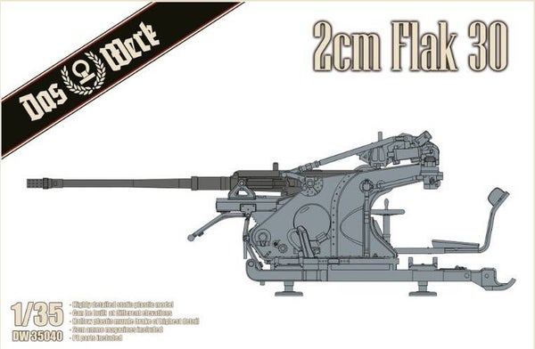 DAS WERK : REF : DW35040 : 1:35 : German 2-cm-Flak 30 (Flugabwehrkanone)