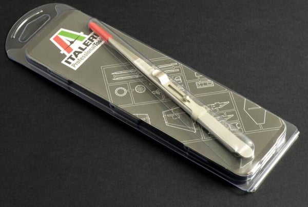 ITALERI : REF : 50821 : TOOLS : Fine Serrated Locking Tweezers (160 mm)