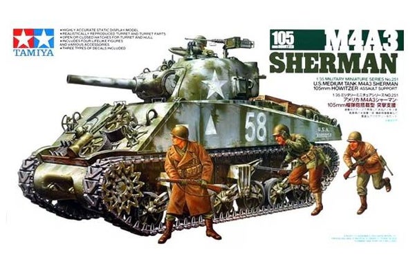 TAMIYA : REF : 35251 : 1:35 : US : Medium Tank M4A3 Sherman 105mm Howitzer ("Assault Support")