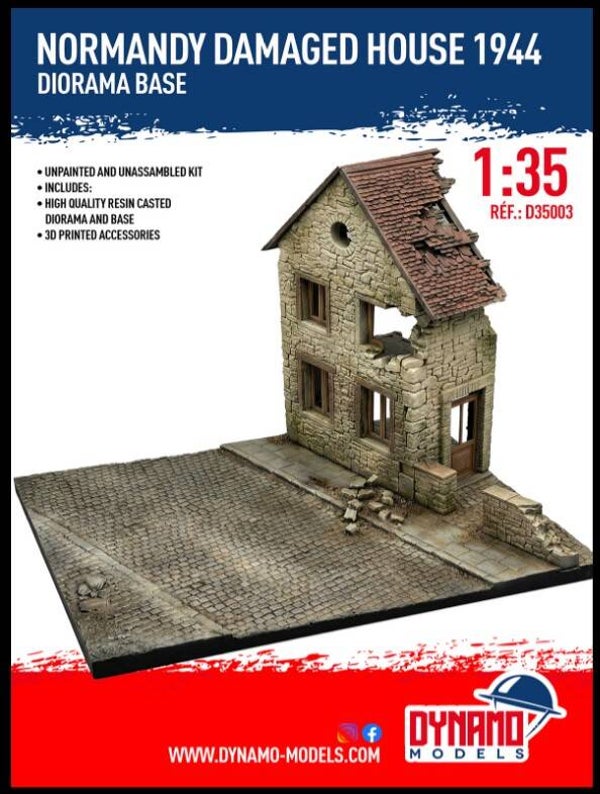 DYNAMO MODELS : REF : DYM-D35003 : 1:35 : DIORAMA BASE : “Normandy Damaged House 1944” (WWII)