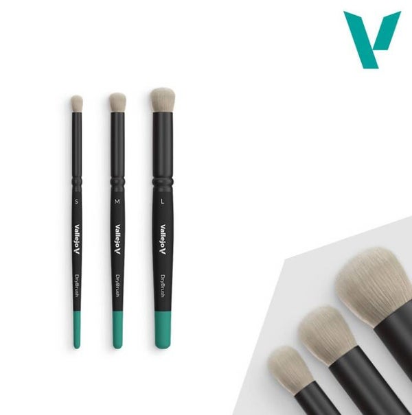 VALLEJO : BRUSH : REF : VALB07990 : DRY BRUSH SET : Dry Brush : S - M - L (Natural Hair)