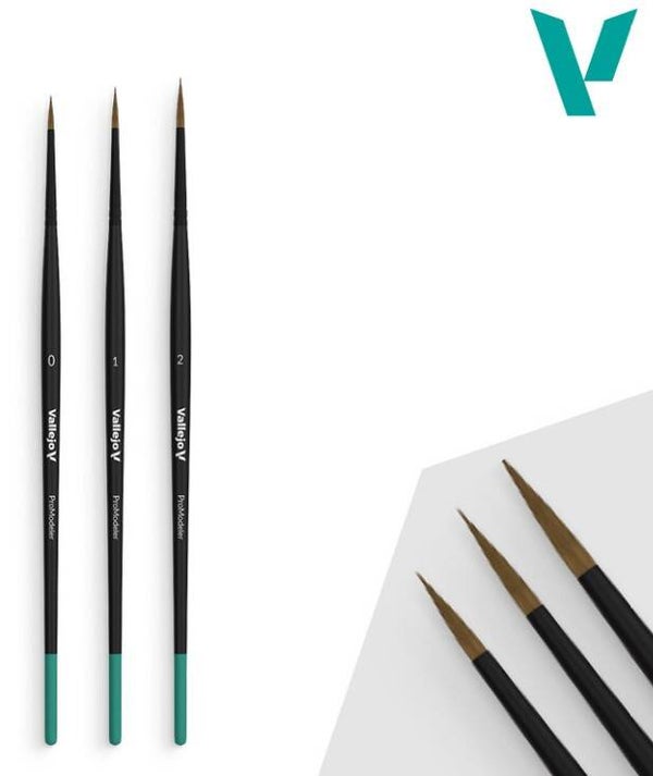 VALLEJO : BRUSH : REF : VALB01991 : PRO MODELER SET : Design Set : 0 - 1 - 2 (Natural Hair)