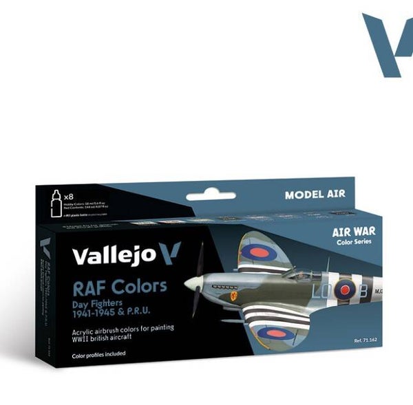 VALLEJO : REF : 71162 : MODEL AIR SERIE (AIRBRUSHING) : RAF Colors Day Fighters 1941-1945 & P.R.U. (8) (PACK Air War Serie)