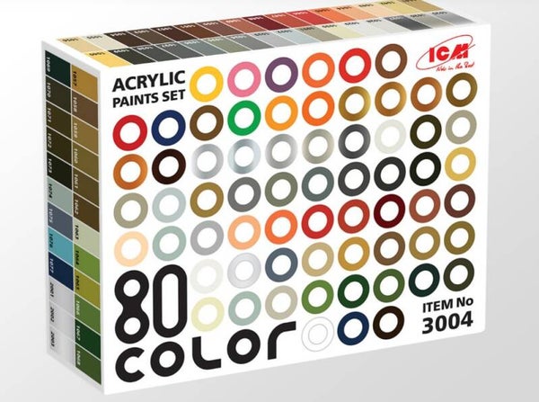 ICM : REF : ICM3004 : ACRYLIC PAINT BOX SET : Big Acrylic Paint Set (80 Jars (Pots) X 12ml)