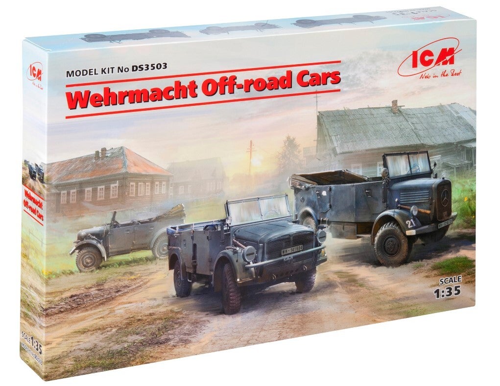 ICM : REF : DS 3503 : 1:35 : VEHICLE SET : German Wehrmacht WWII Off-Road Cars (Voitures Tout-Terrain) (Kfz. 1 / Horch / L1500A) (3)