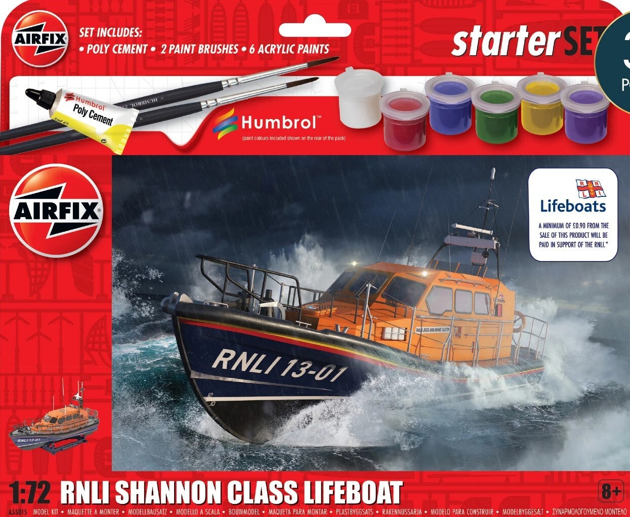 AIRFIX : REF A55015 : SCALE : 1:72 : STARTER KIT BEGINNER / DEBUTANT : RNLI Shannon Class Lifeboat
