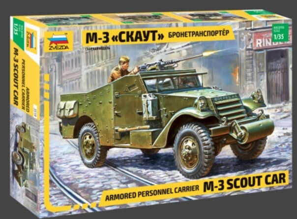 ZVEZDA : REF : 3519 : 1:35 : Soviet Armored Personnel Carrier M-3 ("Scout Car") ("Land Lease Agreement) (Under Soviet Flag)