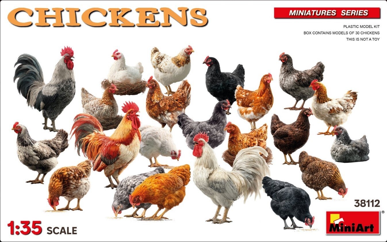 MINIART : REF : MINIART 38112 : 1:35 : Chickens / Poules (30 Fig.)