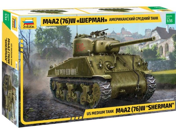 ZVEZDA : REF : 3645 : 1:35 : US : Medium Tank M4A2(76)W ("Sherman")
