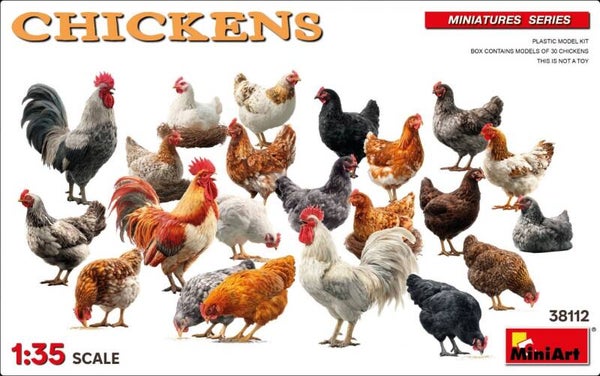 MINIART : REF : MINIART 38112 : 1:35 : Chickens / Poules (30 Fig.)