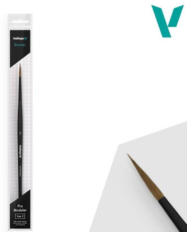 VALLEJO : BRUSH : REF : VALB01003 : PRO MODELER : Natural Hair Round Brush No. 3