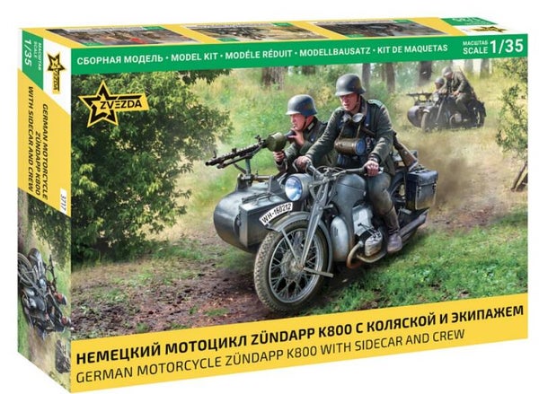 ZVEZDA : REF : 3717 : 1:35 : German Zündapp : KS600 Motorcycle & Side-Car