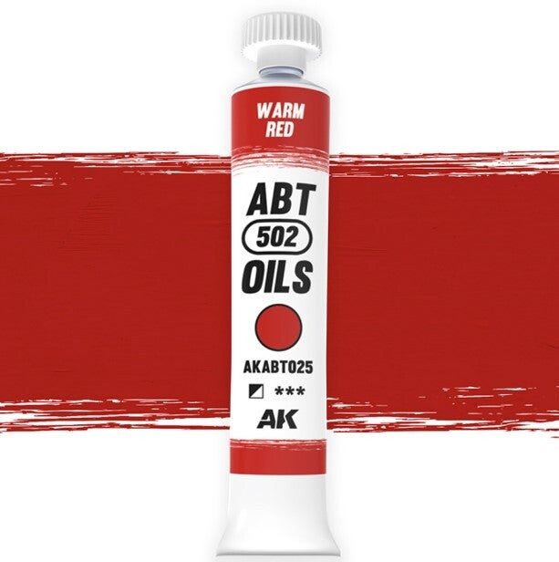 AK INTERACTIVE : REF : AKABT025 : ABT 502 SERIE (OIL / HUILE) : Warm Red (Rouge Chaud) (20ml)