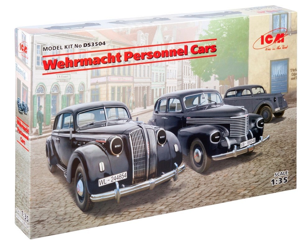 ICM : REF : DS 3504 : 1:35 : VEHICLE SET : German Wehrmacht WWII Personnel Cars (Opel X 3) (3)