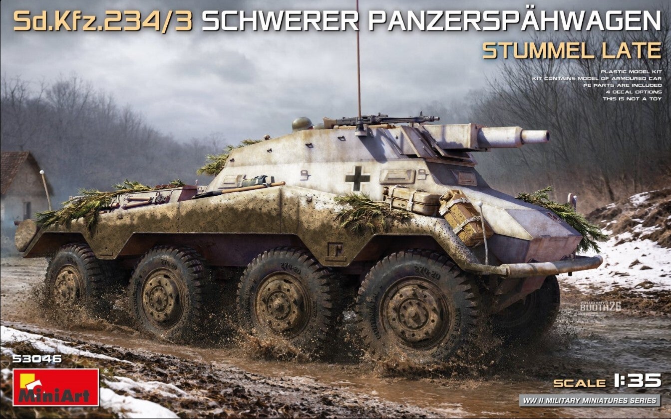 MINIART : REF : MINIART 53046 : 1:35 : German Sd.Kfz.234/3 Schwerer Panzerspähwagen  (Stummel Late)