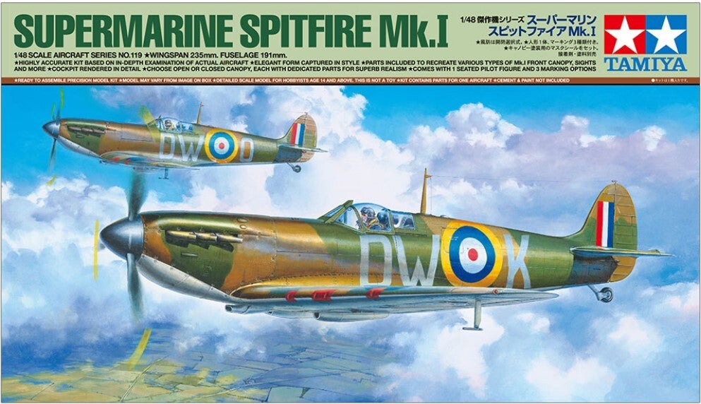 TAMIYA : REF : 61119 : 1:48 : AIRCRAFT SERIES KIT : UK (RAF) : SUPERMARINE SPITFIRE MK.I