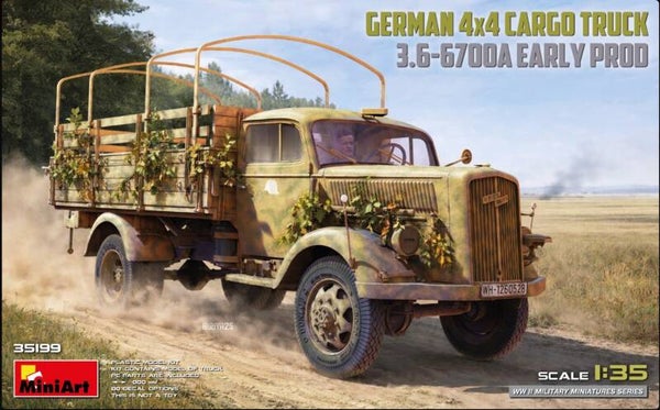 MINIART : REF : MINIART 35199 : 1:35 : German : OPEL : 3T 4X4 Cargo Truck 3,6-6700A (Early Prod.)