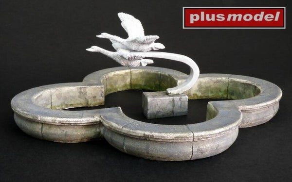 PLUS MODEL : REF : 490 : 1:35 : SCENERY FOR DIORAMA : Park Fountain with Swans / Fontaine de Parc avec Cygnes