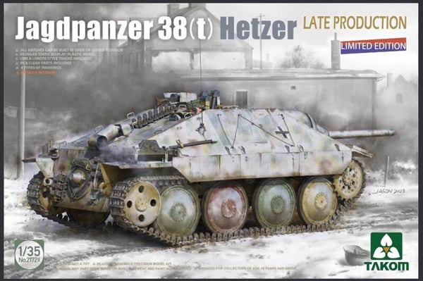TAKOM : REF : 2172X : 1/35 : German Jagdpanzer 38(t) Hetzer (Late Prod.) (Without Interior) (LIMITED EDITION)