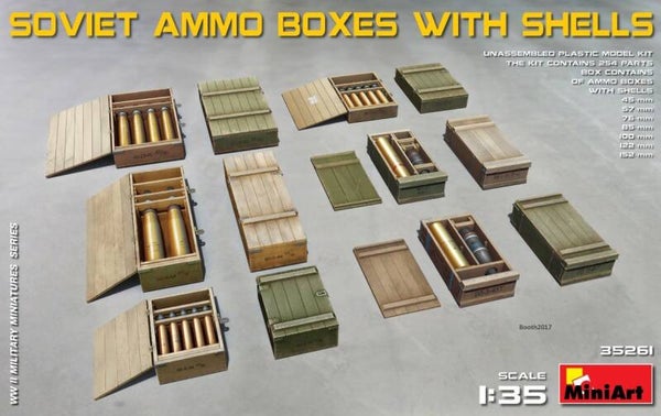 MINIART : REF : MINIART 35261 : 1:35 : ACCESSORY : Soviet Ammo Boxes with Shells
