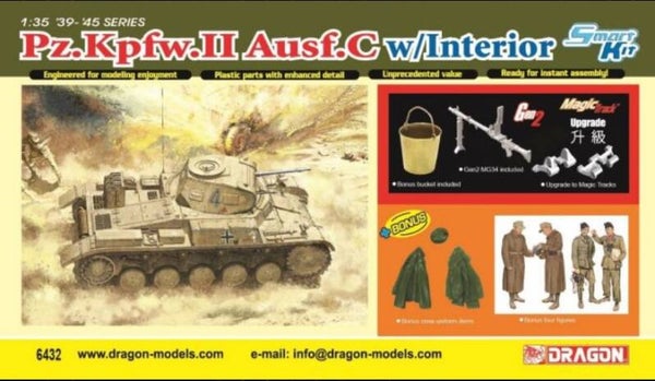 DRAGON : REF : 6432 : 1:35 : German Pz.Kpfw.II Ausf. C w / Interior (With Bonuses)