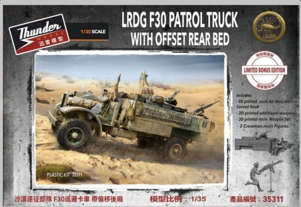 THUNDER MODEL : REF : 35311 : 1:35 : UK : LRDG F30 (Ford) Patrol Truck (With Offset Rear Bed) (LIMITED BONUS EDITION (2 Fig.))