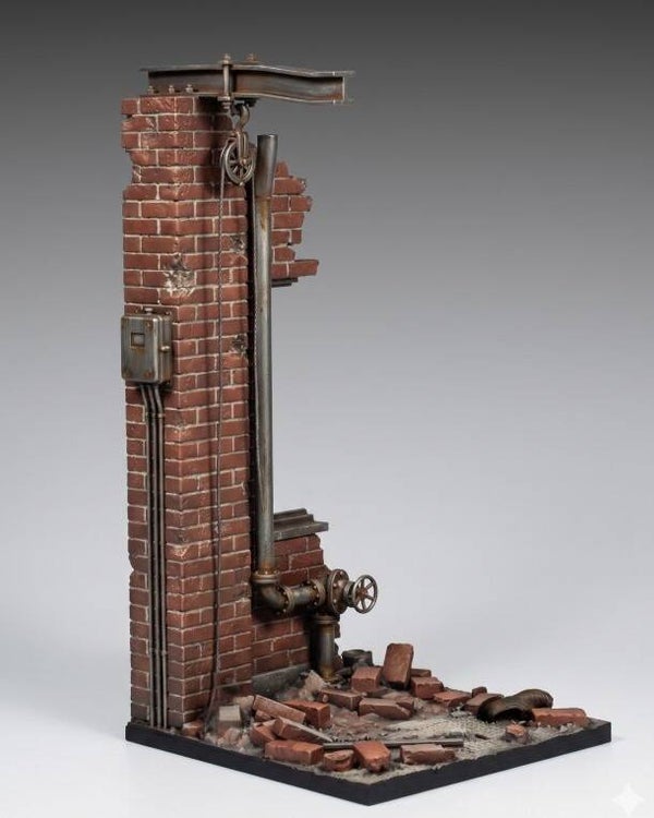 ROYAL MODEL : REF : 1166 : 1:35 : SCENERY FOR DIORAMA : Factory Wall Ruin Base