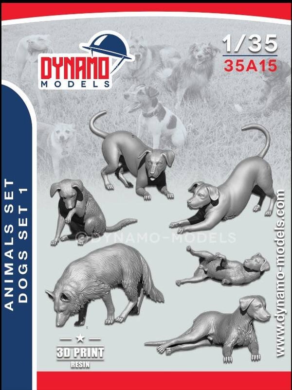 DYNAMO MODELS : REF : DYM-A35A15 : 1:35 : Animals Serie (Dogs SET 1 (Fig.6))