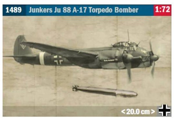 ITALERI : REF : 1489 : 1:72 : German JUNKERS : JU 88 A-17 (Torpedo Bomber)